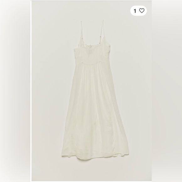 URBAN OUTFITTERS White Tie-Front Spaghetti Strap Midi High-Waist Slip Dress Sz L - Picture 7 of 16